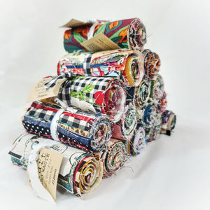 Sweet Rolls - MIXED PRINTS 20cm x 10cm (8" x 4")* Rectangles x 25 pieces - Fabric Remnant Pack