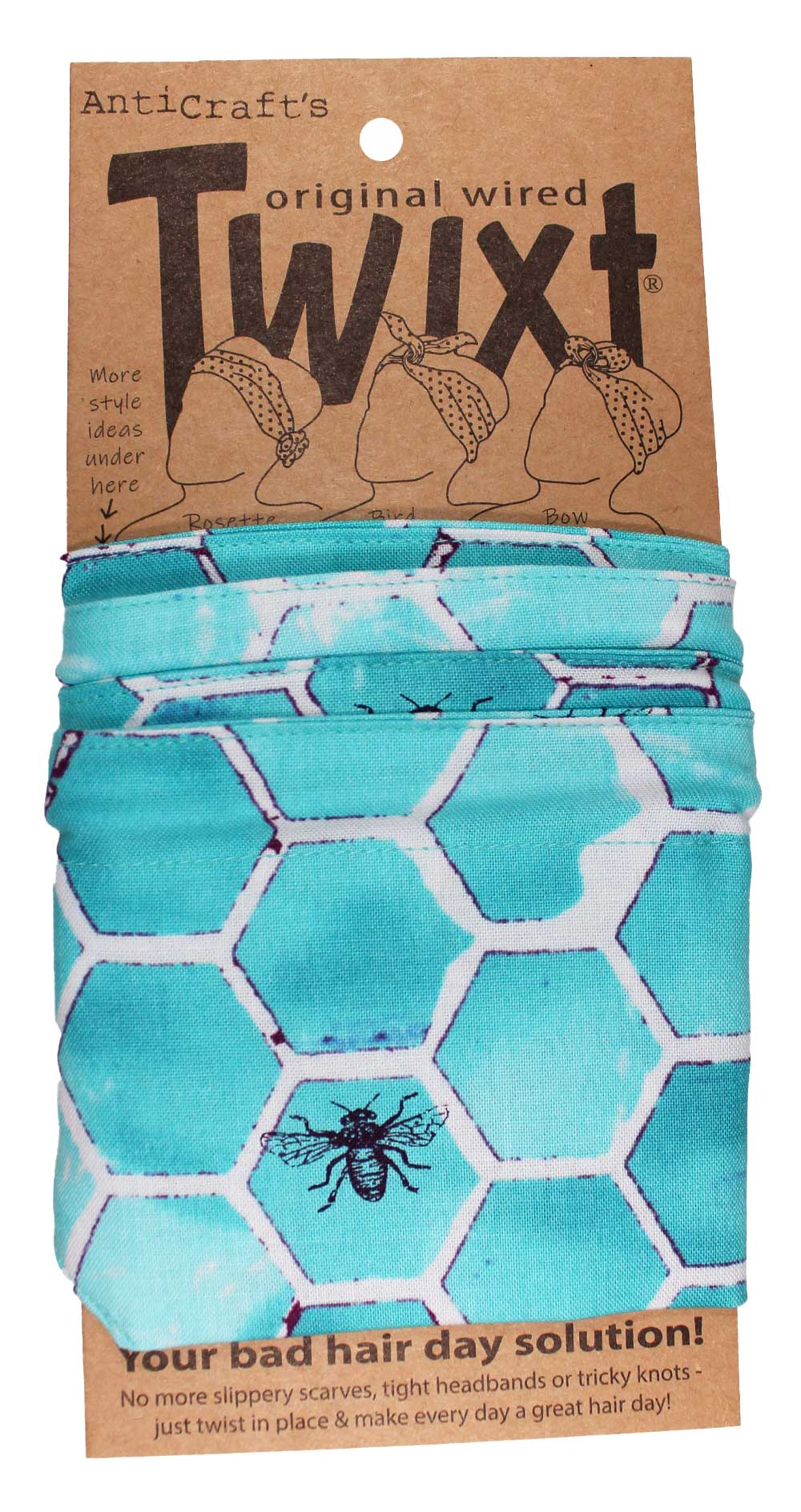 Honey Bee Blue Hexagons - Twixt / Wired Head Wrap