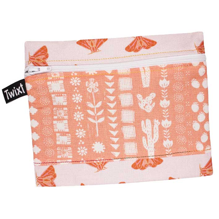 Pastel Peach Cacti / Pink Butterflies - Storage Pouch