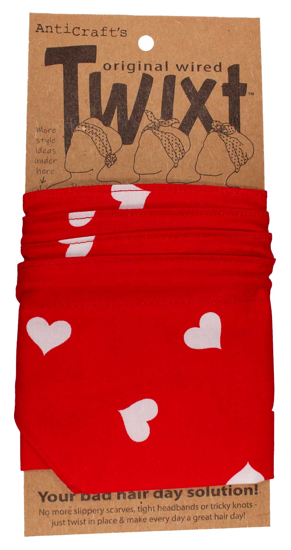 Love Hearts on Red - Twixt / Wired Head Wrap