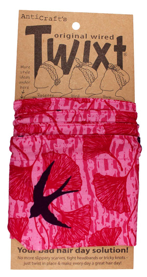 Birds & Pink Lotus Leaves - Twixt / Wired Head Wrap