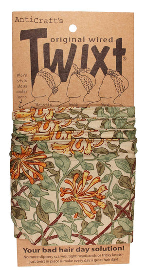 Honeysuckle Earth Tones (on natural) by William Morris - Twixt / Wired Head Wrap