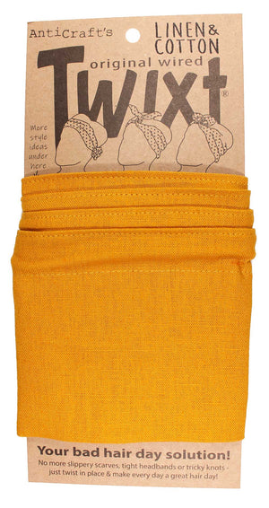 Plain Mustard Yellow Linen - Twixt / Wired Head Wrap