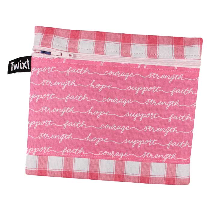 Loving Words / Gingham for Breast Cancer Awareness - Storage Pouch