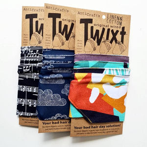 AntiCraft Twixt do rag collection featuring a wonderful collection of fabric prints and patterns in a range of easy to wear wire head wraps. Wired headwear is your bad hair day fix in a hurry!