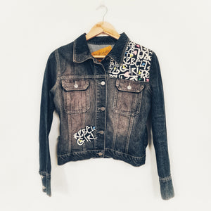 "Rebel Girl" Designer Denim Jacket,  Size 10