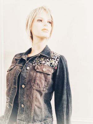 "Rebel Girl" Designer Denim Jacket,  Size 10