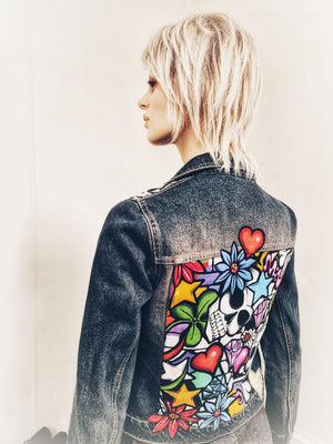 "Rebel Girl" Designer Denim Jacket,  Size 10
