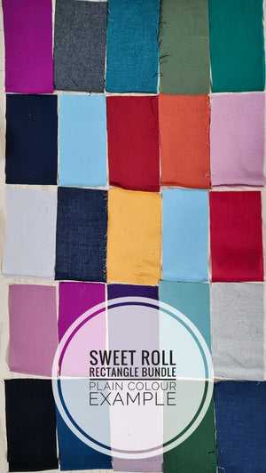 Sweet Rolls - PLAIN COLOURS 20cm x 10cm (8" x 4")* Rectangles x 25 pieces - Fabric Remnant Pack