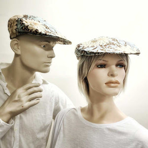 William Morris Floral Aqua & Brown - Unisex Flat Cap / Hat
