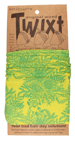 Floral Outline in Lime Green - Twixt / Wired Head Wrap
