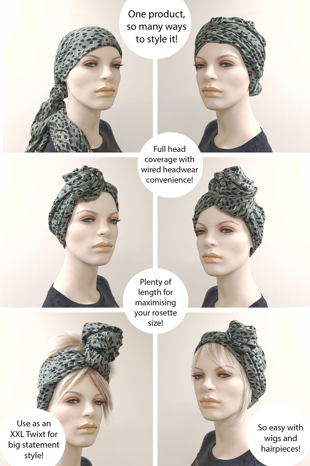 Khaki Small Spots ReMixt Wired Turban Full Head Covering