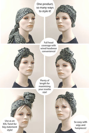 Cottage Garden Floral on Blue Grey - ReMixt / Wired Turban / Full Head Covering