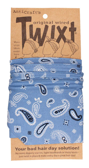 Bandana Print on Mid Blue - Twixt / Wired Head Wrap