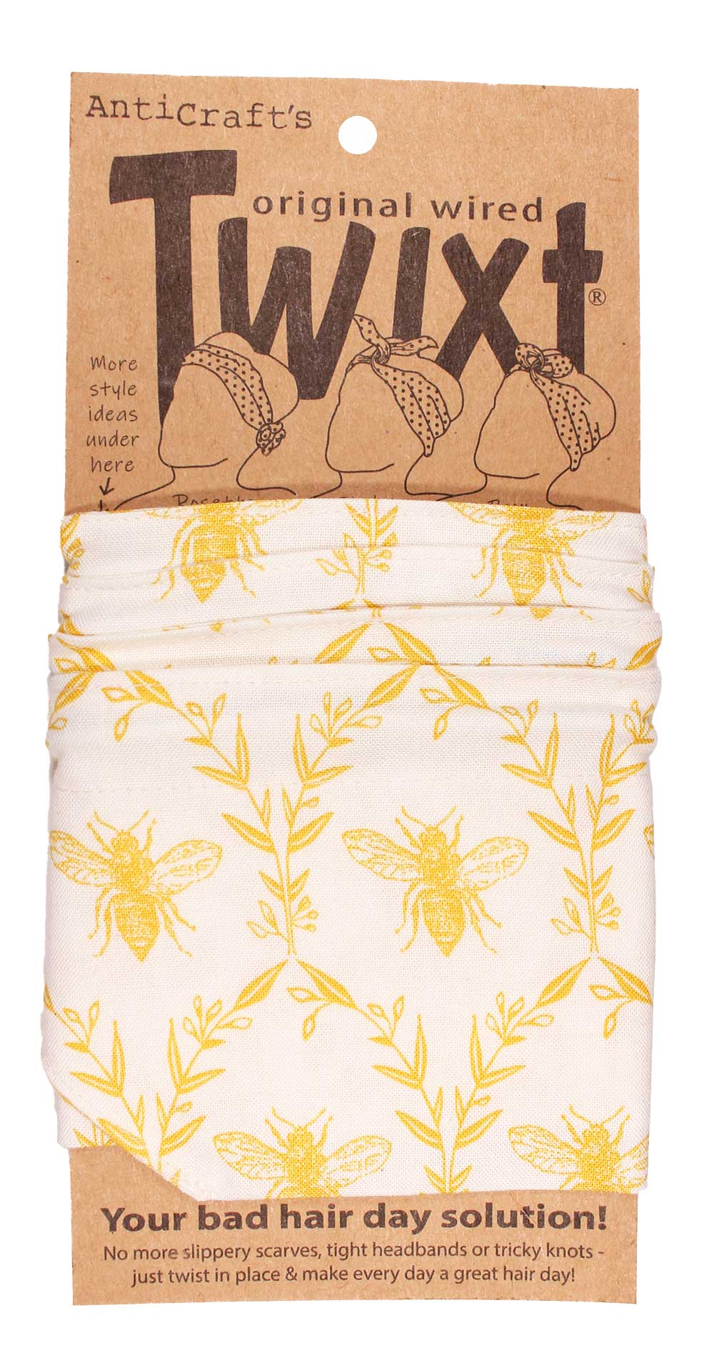 Honey Bee Yellow on White - Twixt / Wired Head Wrap