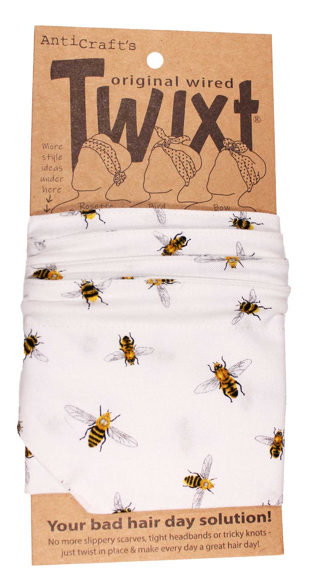 Realistic Honey Bees on White -Twixt / Wired Head Wrap