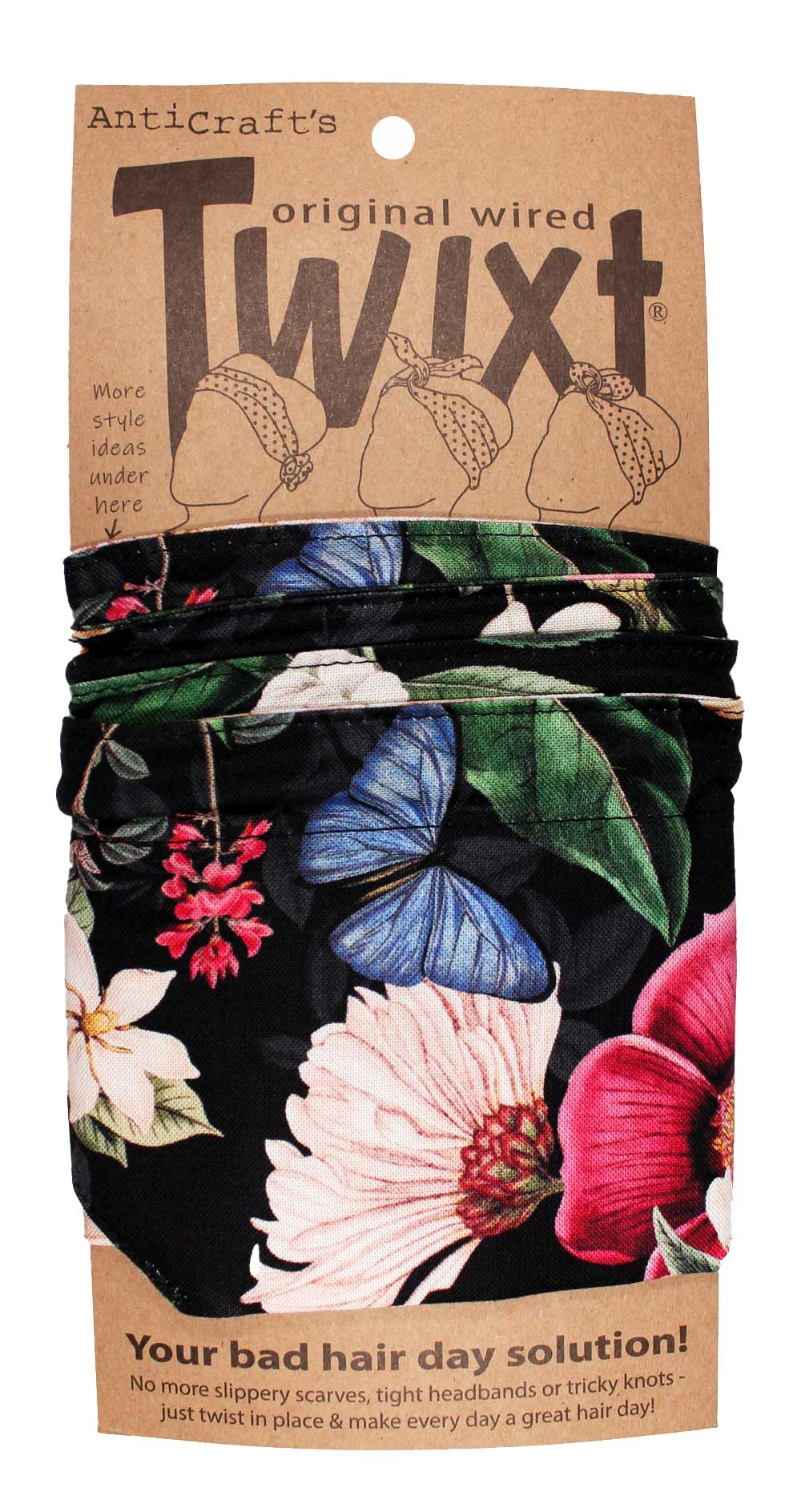 Classic Floral on Black - Twixt / Wired Head Wrap