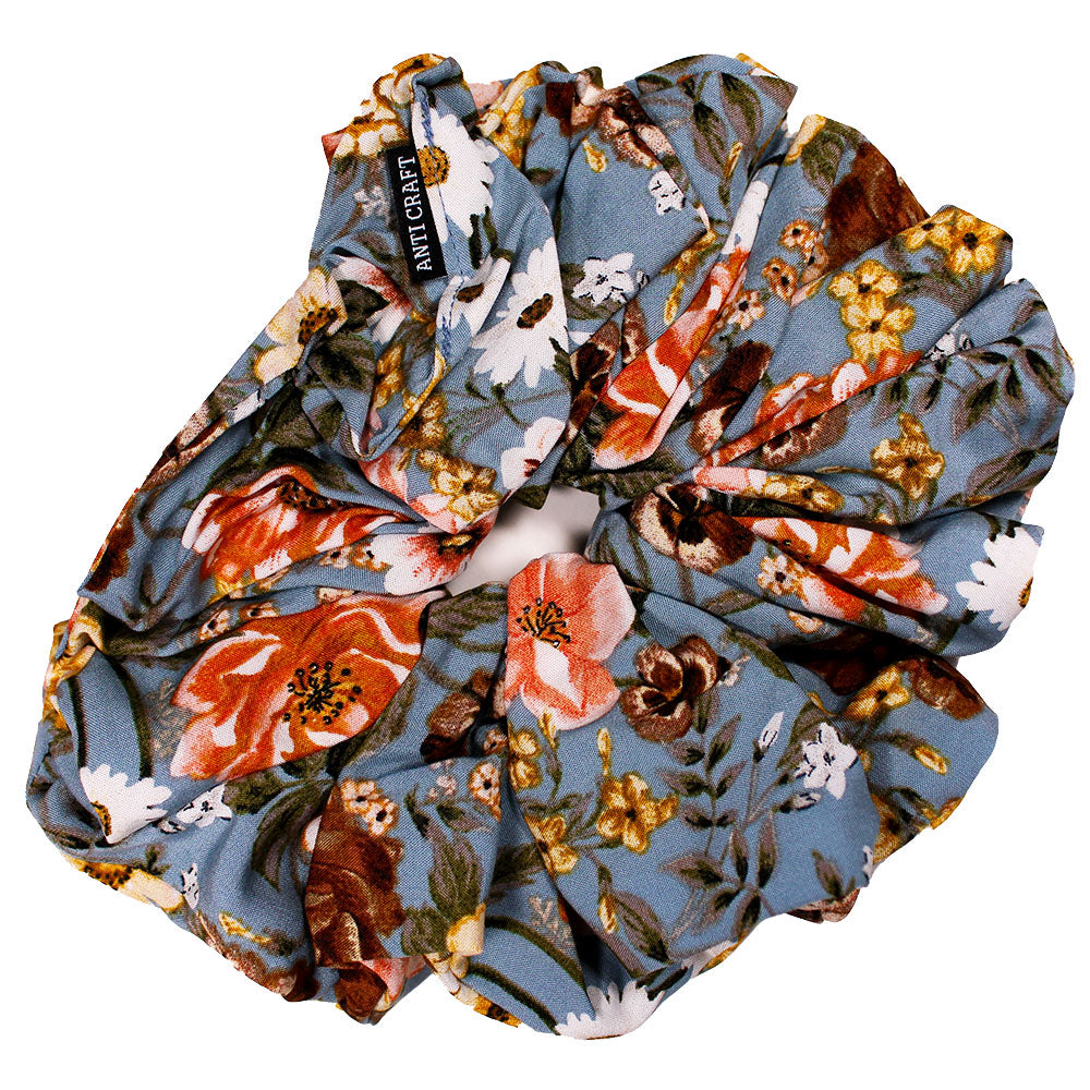 Cottage Floral on Blue - OTT XL Volumising Scrunchie