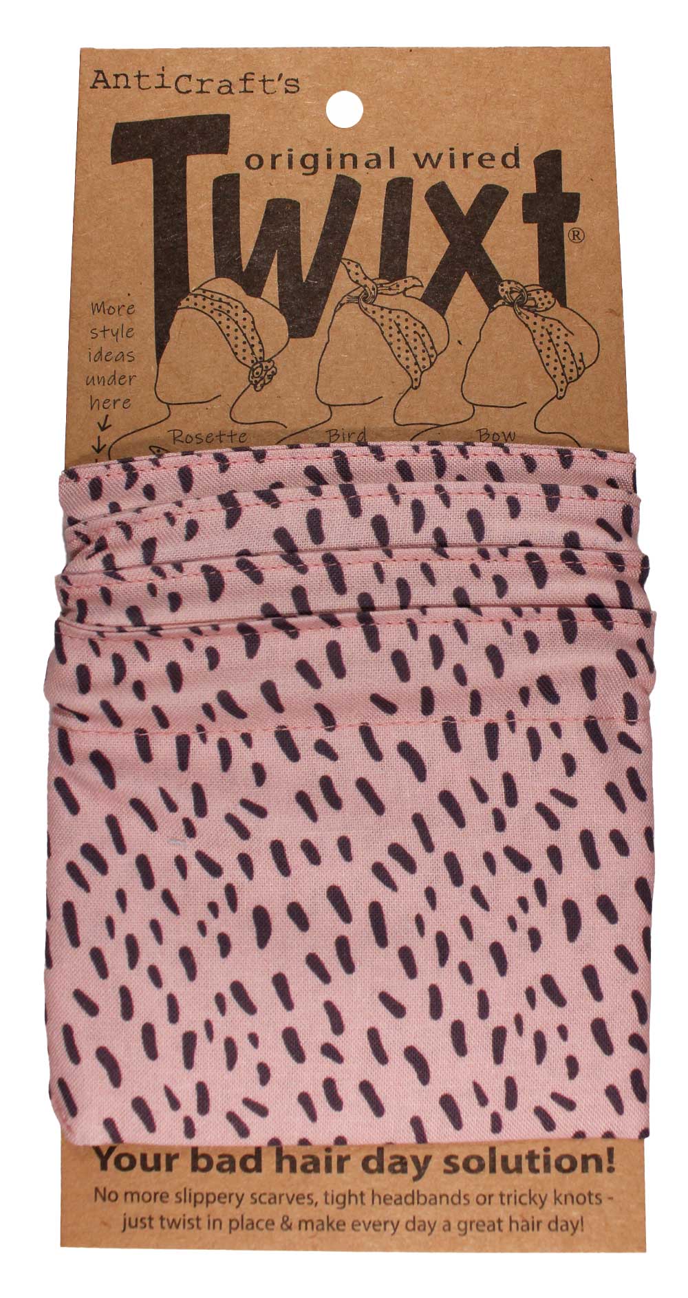 Grey Dashes on Blush Pink - Twixt / Wired Head Wrap