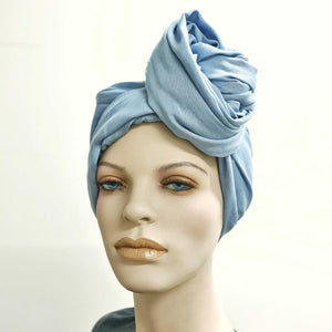 Light Blue Chambray Denim - ReMixt / Wired Turban / Full Head Covering