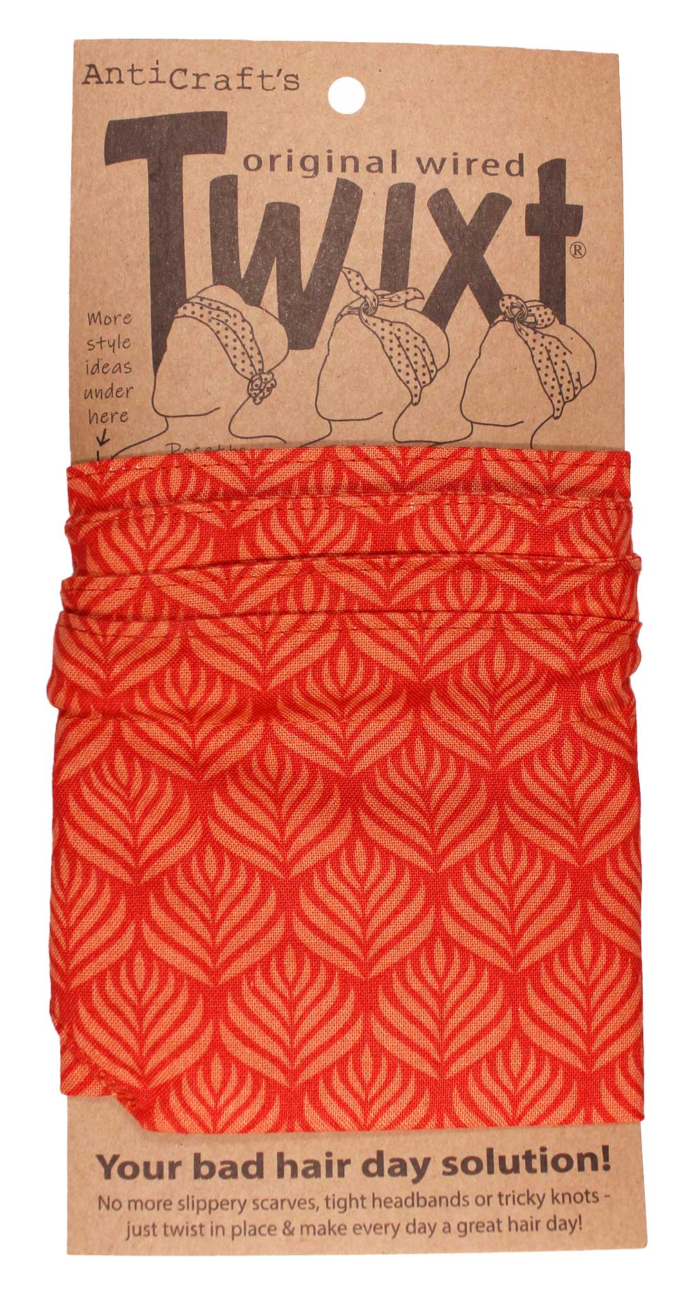 Leaf Pattern on Orange - Twixt / Wired Head Wrap