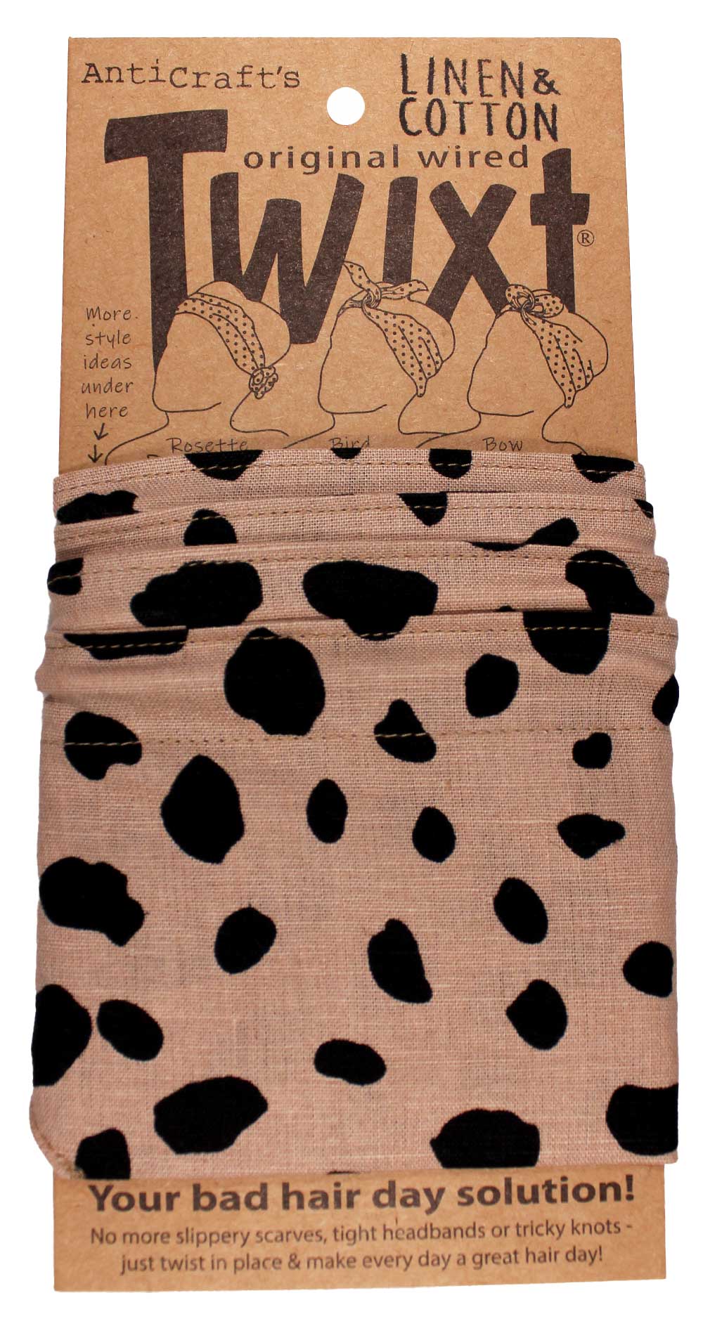Leopard Animal Print Neutral Tan Linen - Twixt / Wired Head Wrap