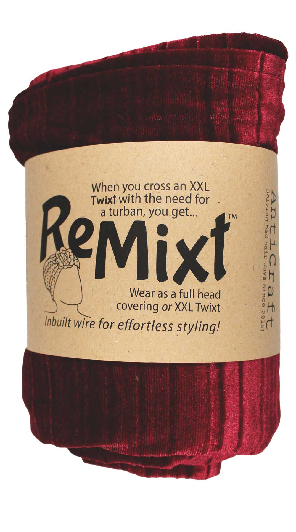 Wine Red Velvet - LUXE RANGE ReMixt / Wired Turban / Full Head Covering