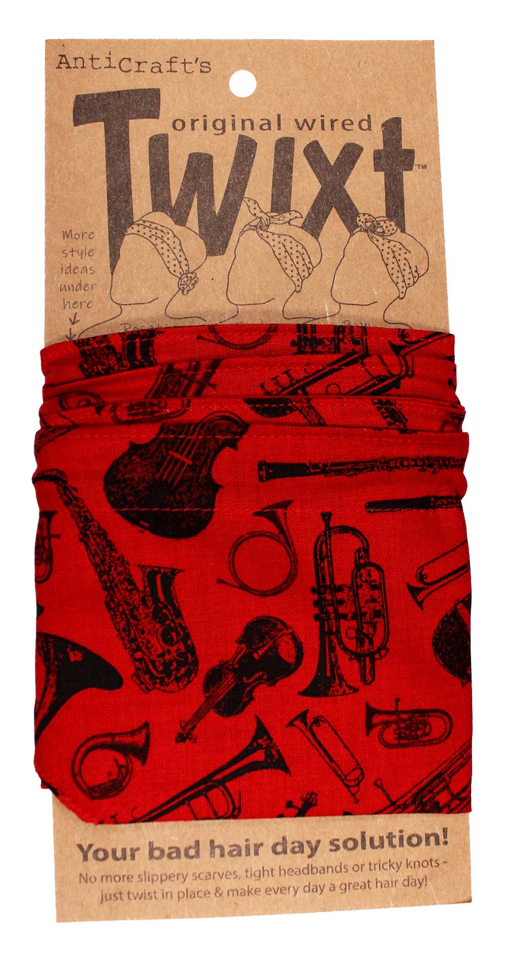 Music Notes on Red - Twixt / Wired Head Wrap