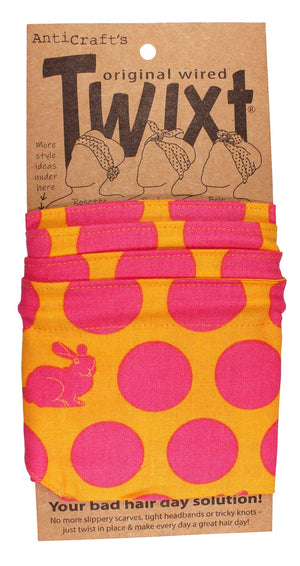 Pink & Orange Spot with Bunnies - Twixt / Wired Head Wrap