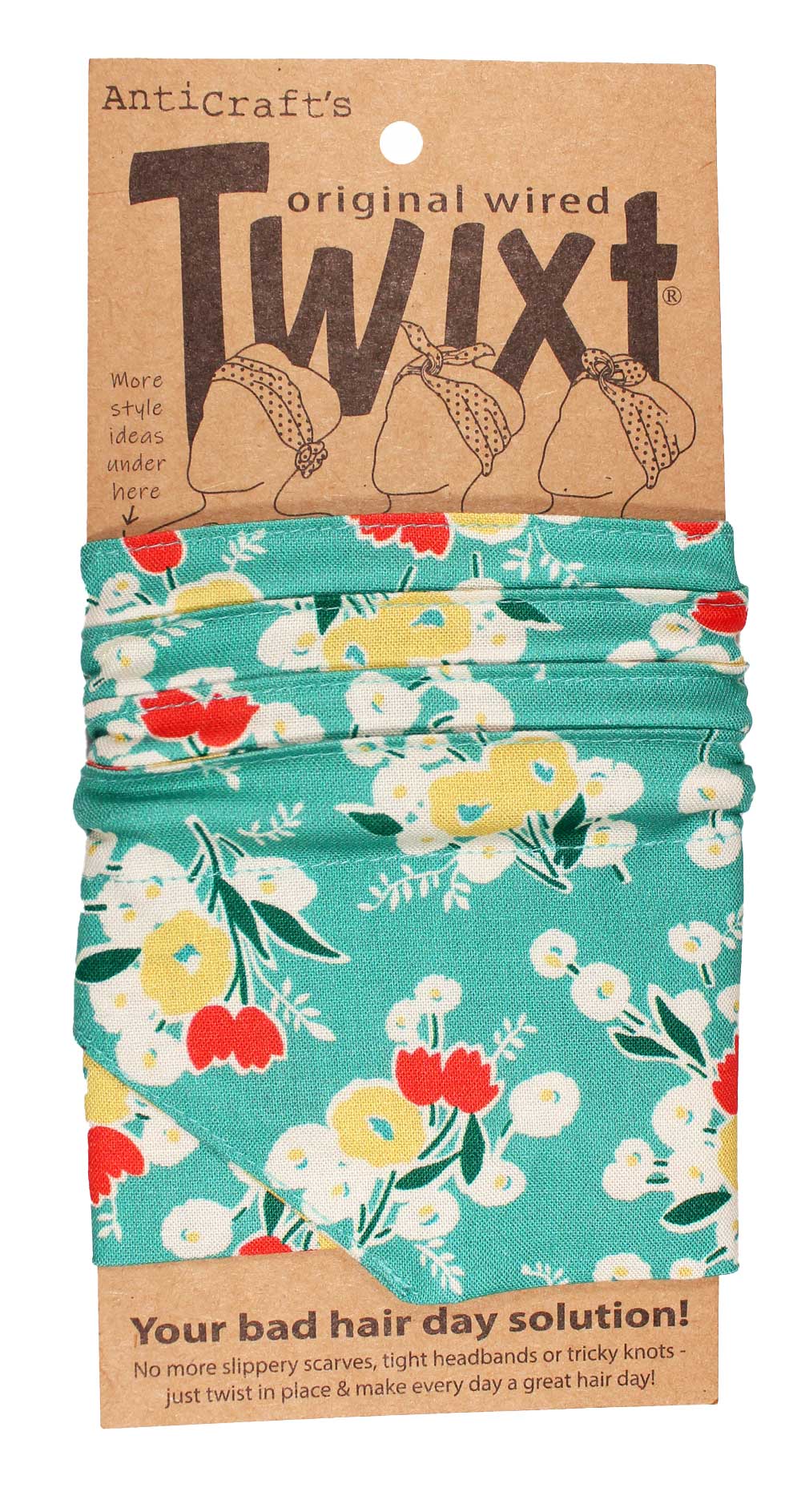 Red & Yellow Floral on Aqua - Twixt / Wired Head Wrap