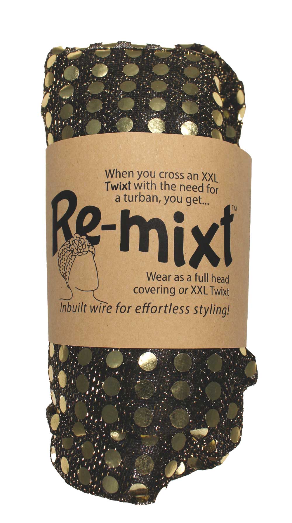 Gold Sequin Bling - ReMixt / Wired Turban / Full Head Covering