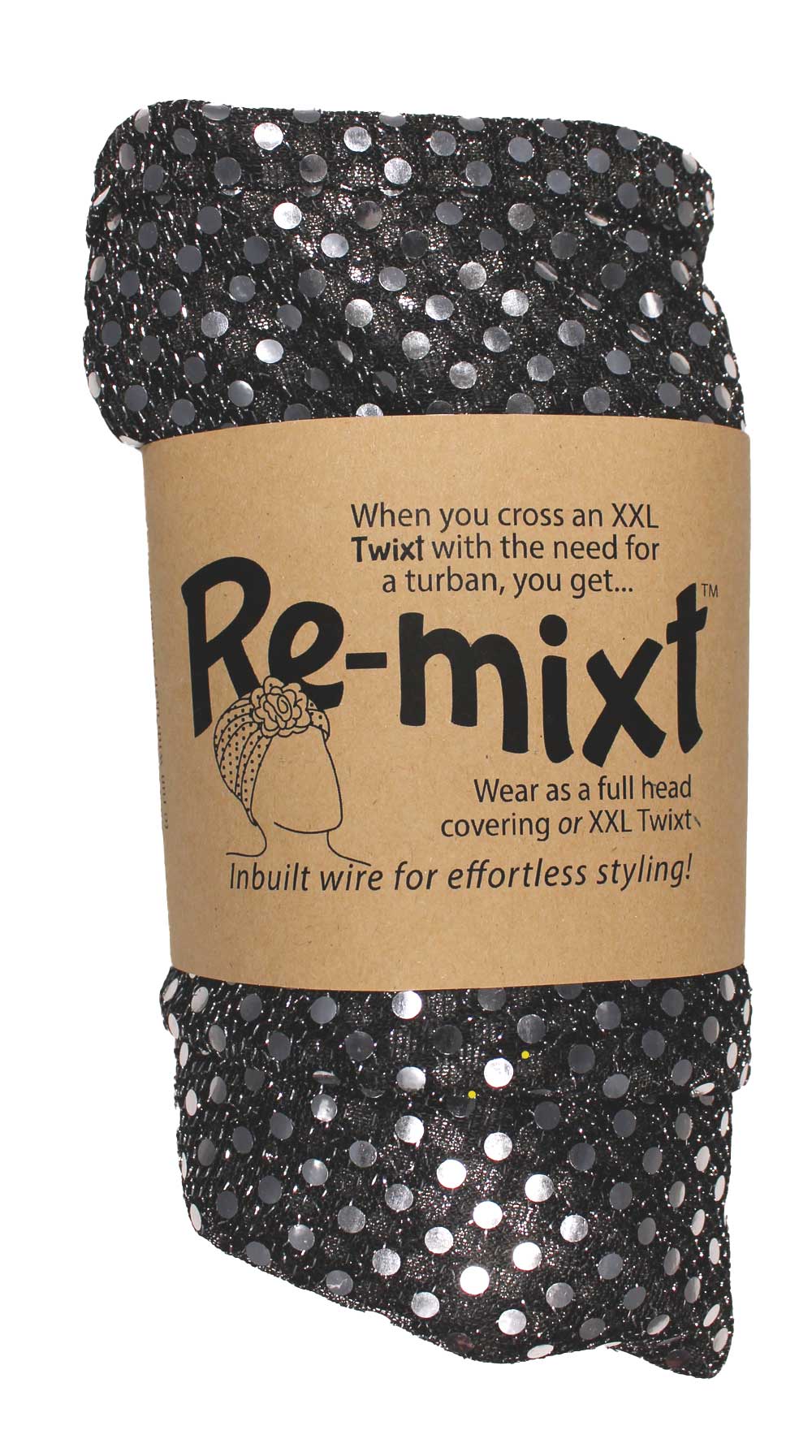 Silver Sequin Bling- ReMixt / Wired Turban / Full Head Covering