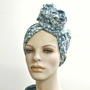 Blue Grey Splodge - ReMixt / Wired Turban / Full Head Covering