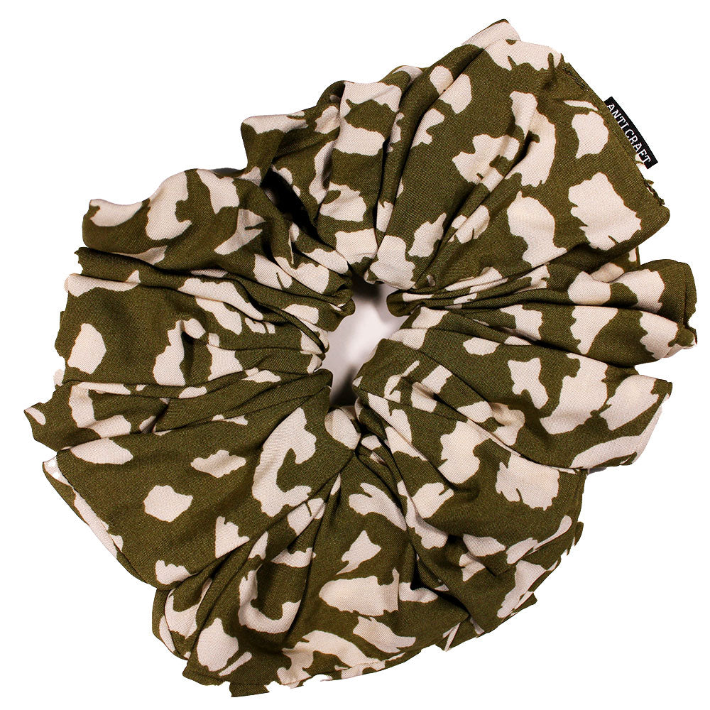 Khaki & White Splodge - OTT XL Volumising Scrunchie