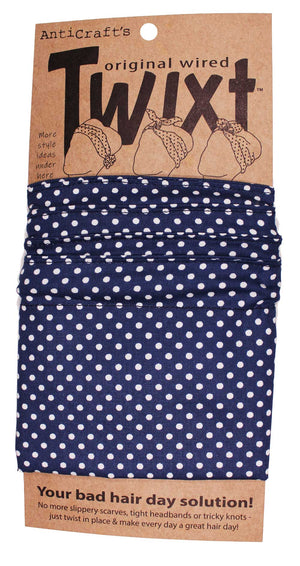 Navy Blue & White Spot - Twixt / Wired Head Wrap
