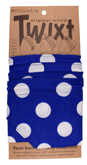 Royal Blue with White Spots Large - Twixt / Wired Head Wrap