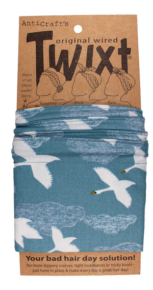Swans & Clouds on Blue - Twixt / Wired Head Wrap