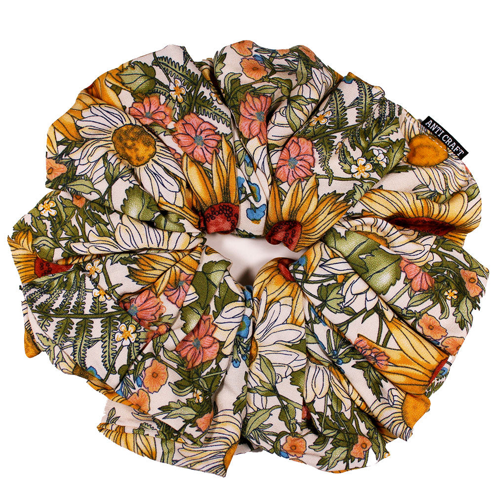 Wildflower on White - OTT XL Volumising Scrunchie