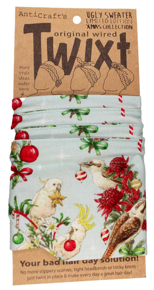 Christmas Native Australian Animals on Light Blue - Limited Edition Ugly Sweater Xmas Collection - Twixt / Wired Head Wrap