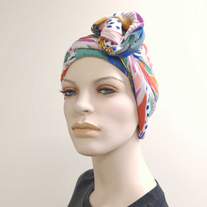 Bright Abstract on White - ReMixt / Wired Turban / Full Head Covering