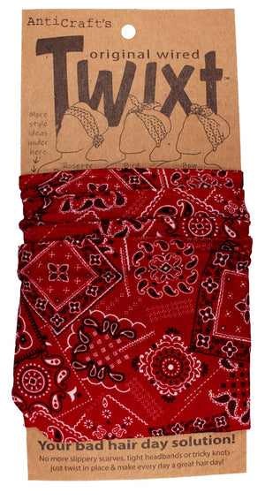Bandana Print on Red - Twixt / Wired Head Wrap