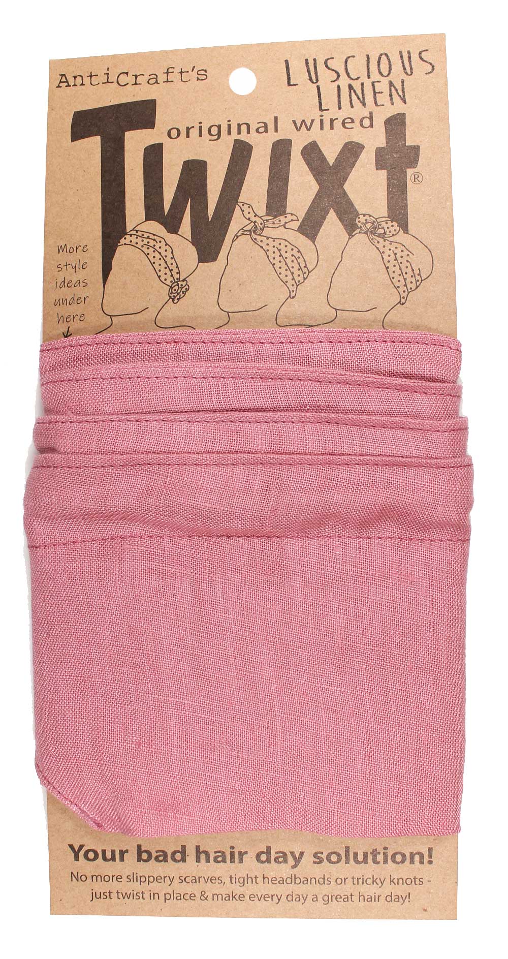 Plain Blush Pink Linen - Twixt / Wired Head Wrap