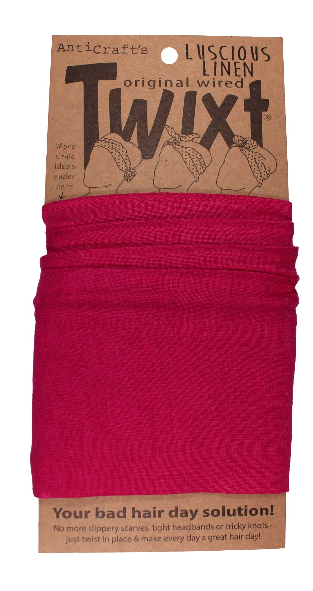 Plain Bright Pink Linen  - Twixt / Wired Head Wrap