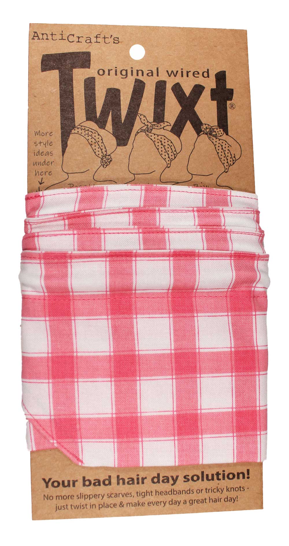 Pink Gingham - Twixt / Wired Head Wrap