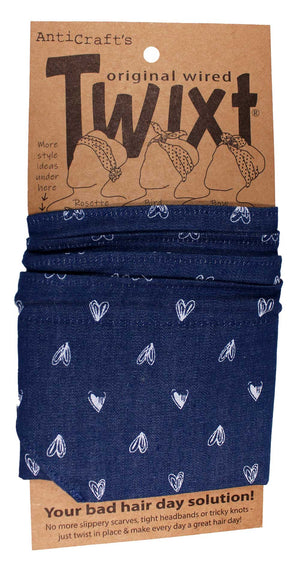 Denim Love Hearts - Twixt / Wired Head Wrap