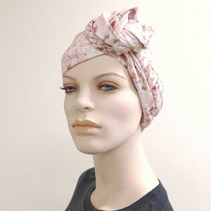 Delicate Pink Floral - ReMixt / Wired Turban / Full Head Covering