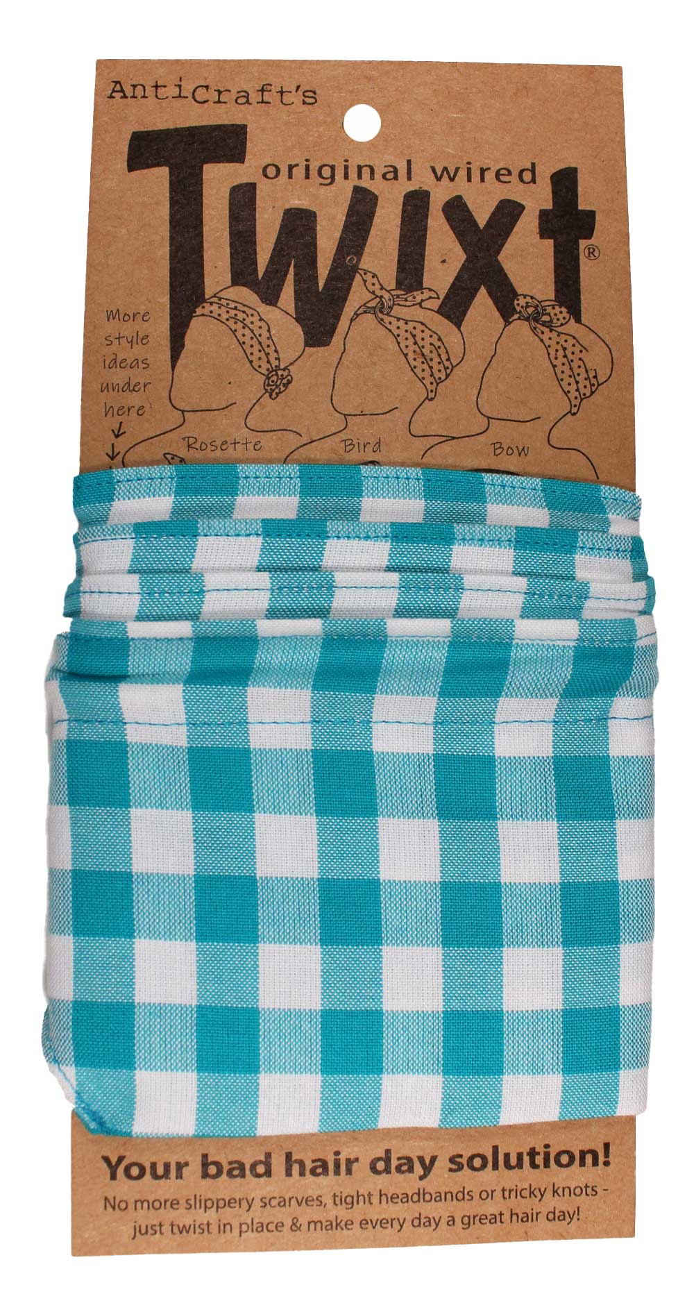 Gingham Bright Blue & White - Twixt / Wired Head Wrap
