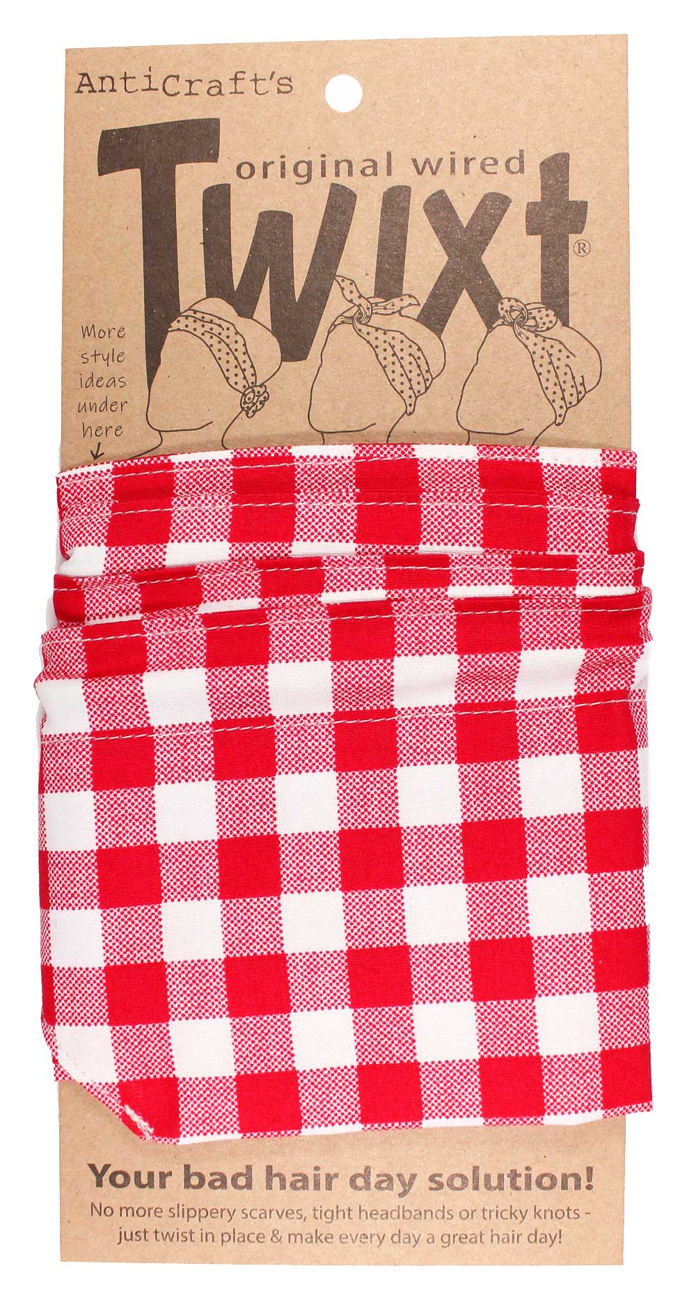 Gingham Red & White - Twixt / Wired Head Wrap