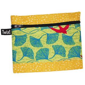 Green Lotus / Yellow Tiny Triangles - Storage Pouch