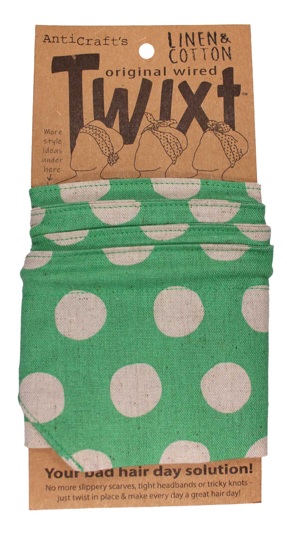 Mint Green Spots on Linen - Twixt / Wired Head Wrap
